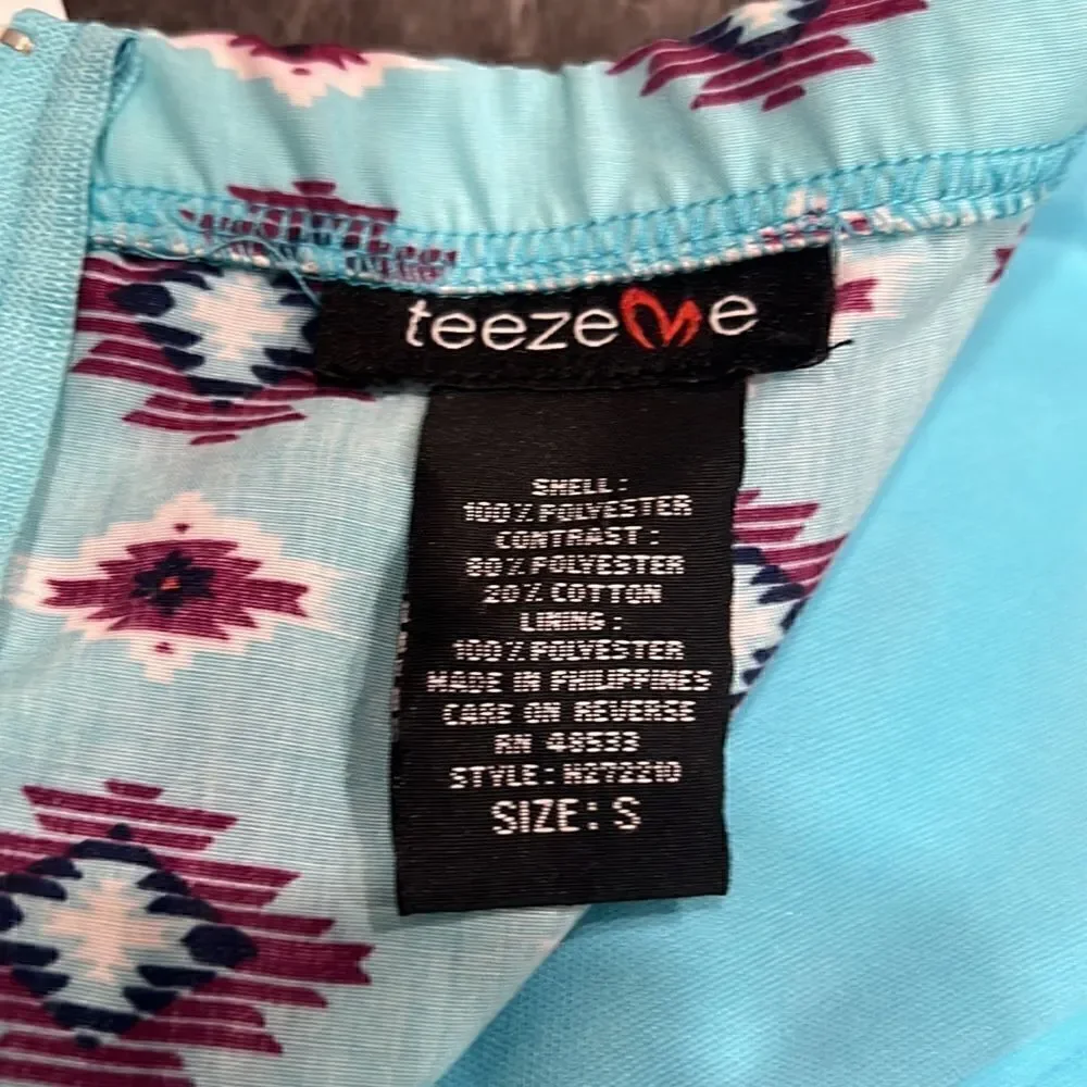 136. Teeze Me Y2K multicolor Aztec Tribal Strapless Corset dress NWT Size S